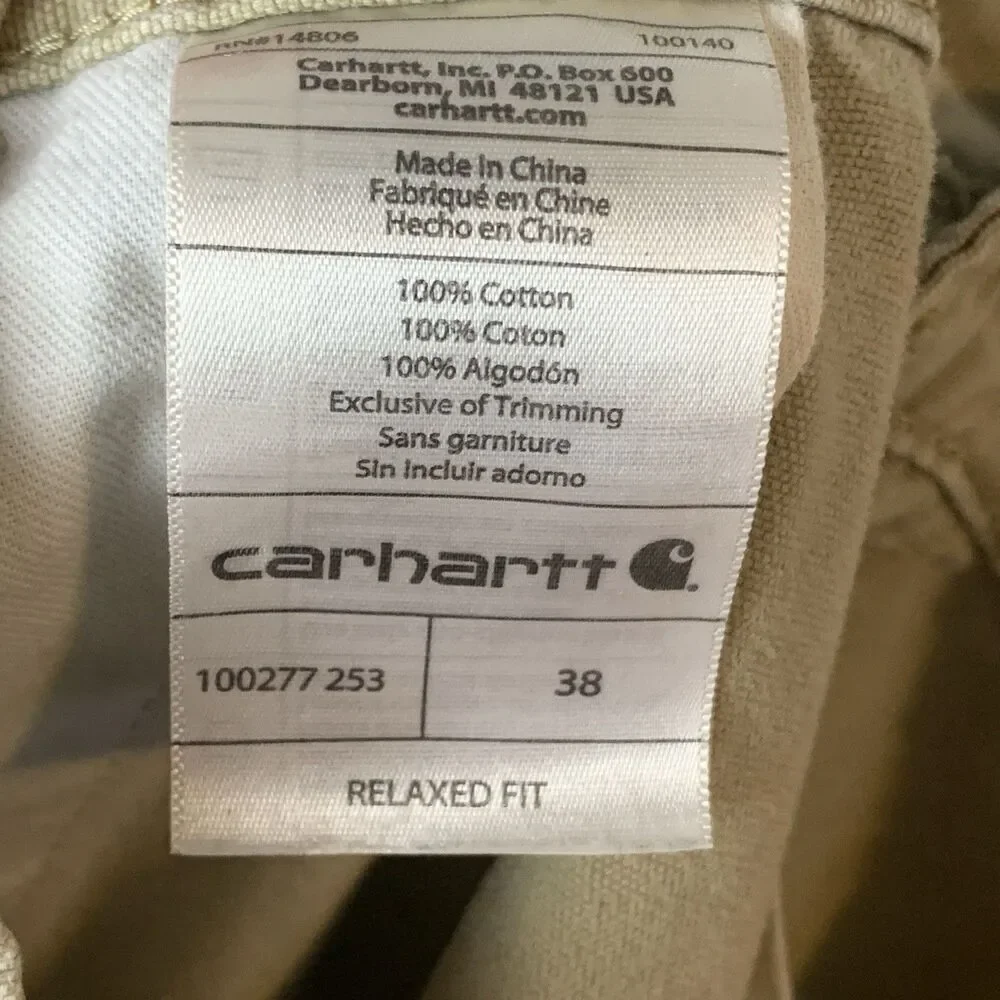 Carhartt Shorts Men 38 Beige Cargo Relaxed Fit Workwear Painter Dadcore Casual - Picture 4 of 7